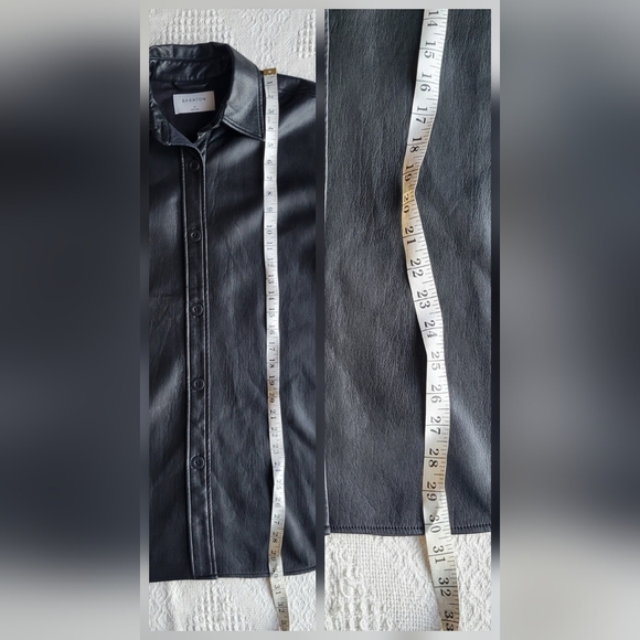 Aritzia Babaton Frances Button Up Faux Leather Short Sleeve Oversize Jacket - Picture 10 of 10